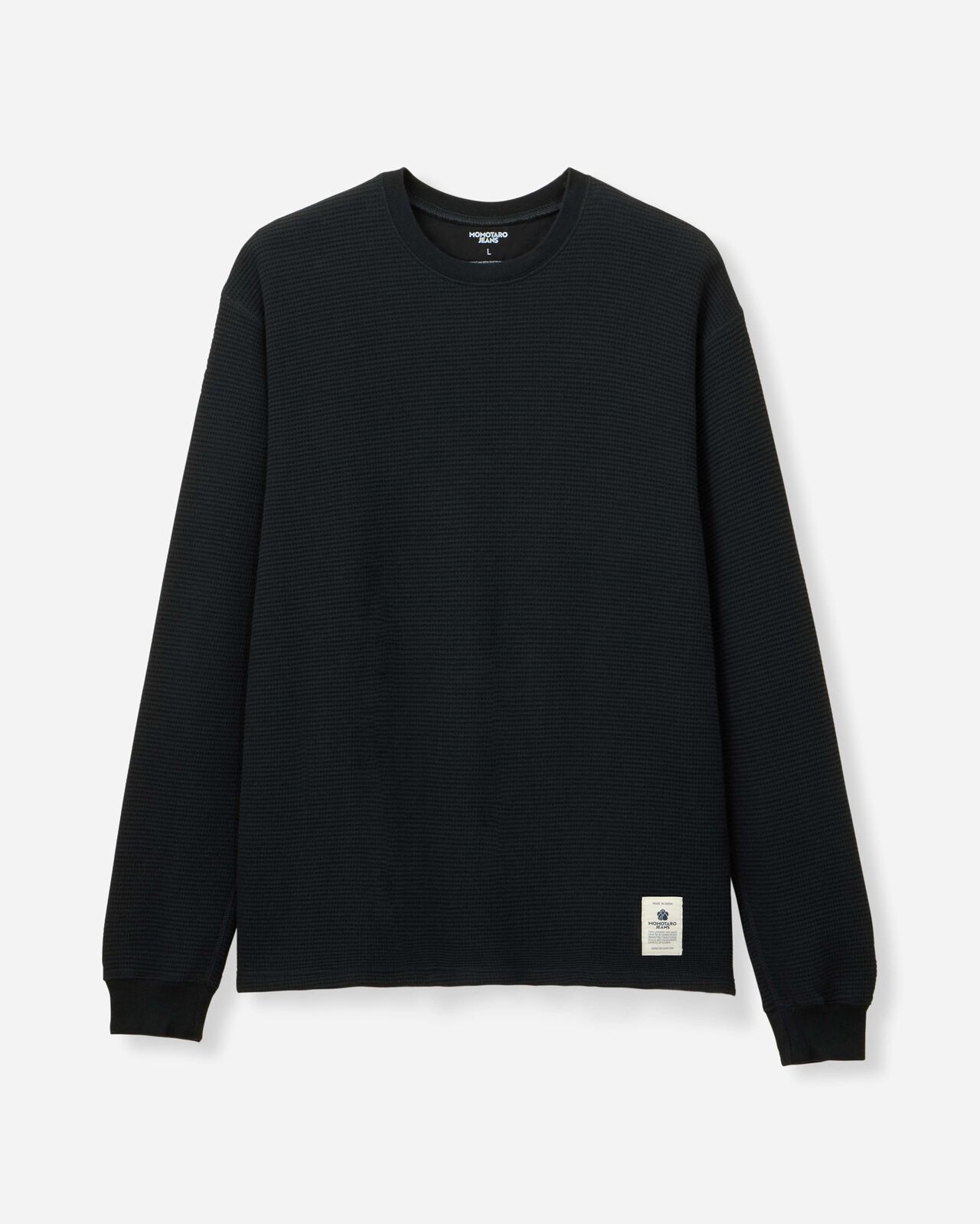SUVIN COTTON THERMAL L/S TEE,BLK, large image number 2