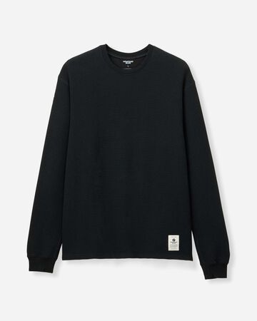 SUVIN COTTON THERMAL L/S TEE,BLK, large image number 2