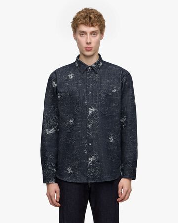 JACQUARD L/S SHIRT,Indigo, large image number 0