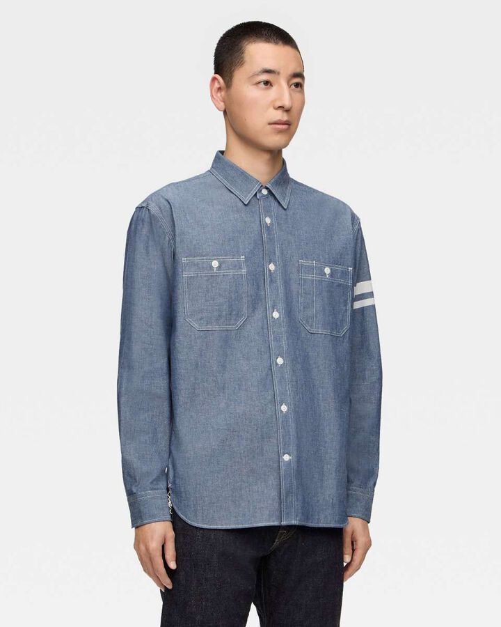TRIPLE STITCH L/S CHAMBRAY SHIRT (TWO STRIPES),, medium