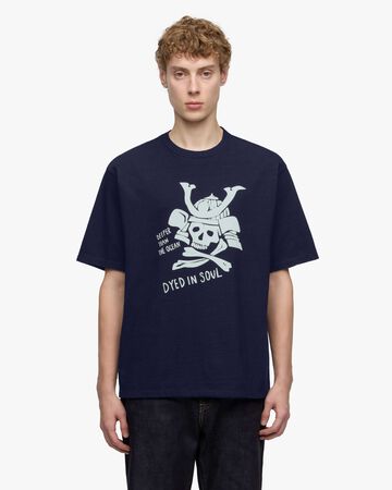 INDIGO YARN DYED TEE - SKULL,Indigo, large image number 0