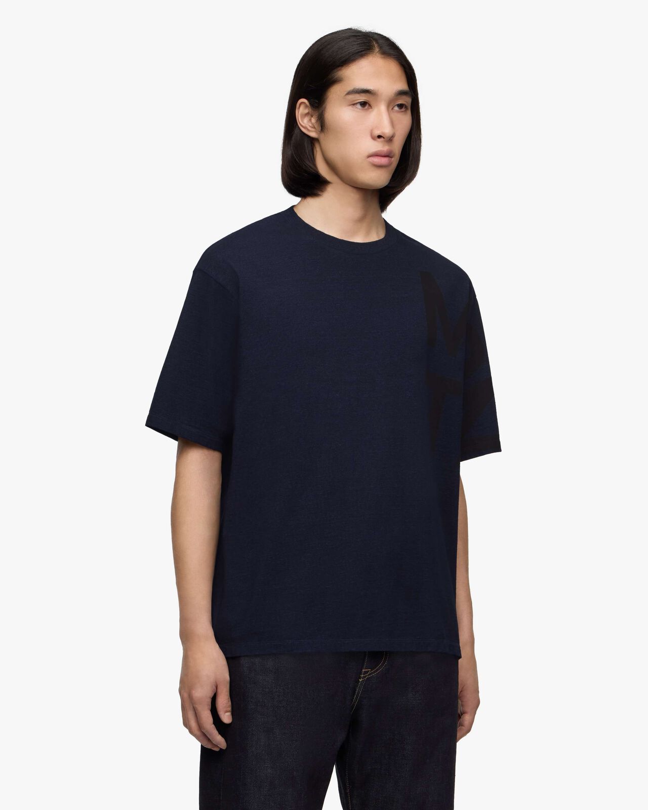 INDIGO YARN DYED S/S TEE - MOMOTARO,Indigo, large image number 1